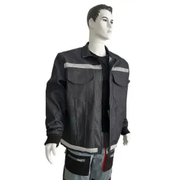 Reflektörlü çok cepli kot kaynakçı ceketi