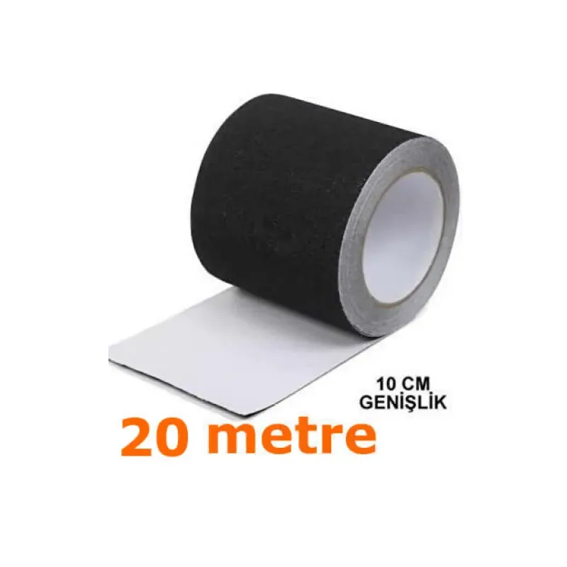 Siyah Kaydırmaz Bant - 100 mm x 20 Metre - Suya Dayanıklı Merdiven ve Zemin Bandı