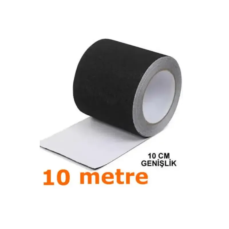 Siyah Kaydırmaz Bant - 100 mm x 10 Metre - Suya Dayanıklı Merdiven ve Zemin Bandı