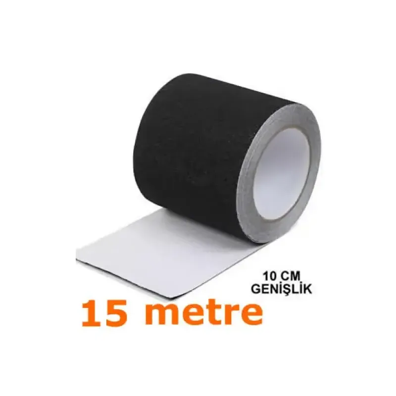 Siyah Kaydırmaz Bant - 100 mm x 15 Metre - Suya Dayanıklı Merdiven ve Zemin Bandı